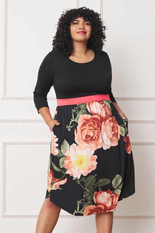 EG fashion Plus Curved Hem Band Midi Dress