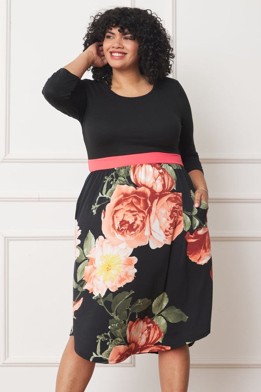 EG fashion Plus Curved Hem Band Midi Dress