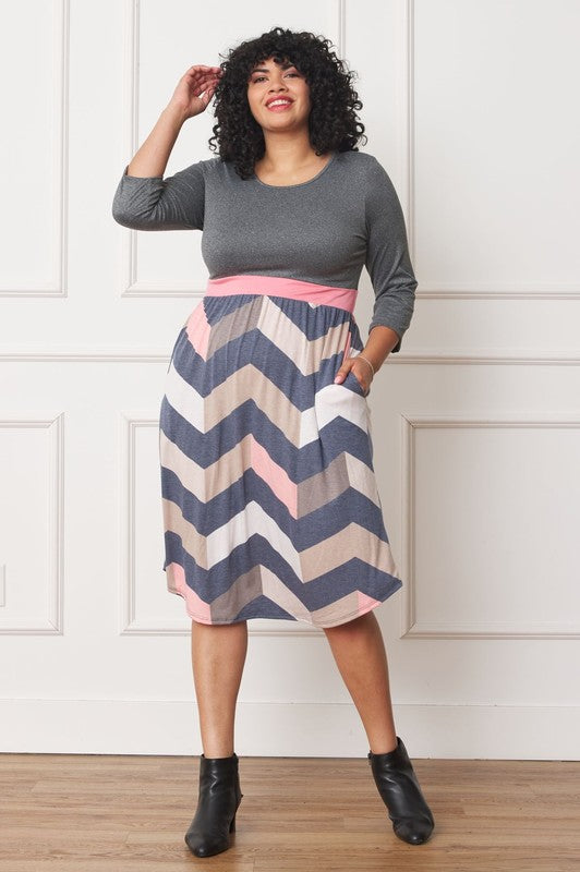 EG fashion Plus Curved Hem Band Midi Dress