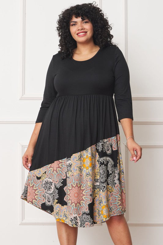 EG fashion Plus Asymmetrical Accent Midi Dress