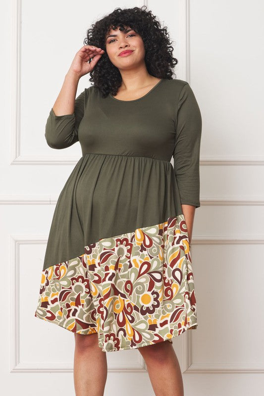 EG fashion Plus Asymmetrical Accent Midi Dress