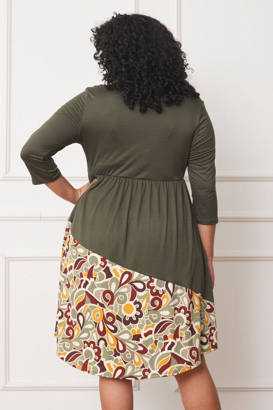 EG fashion Plus Asymmetrical Accent Midi Dress