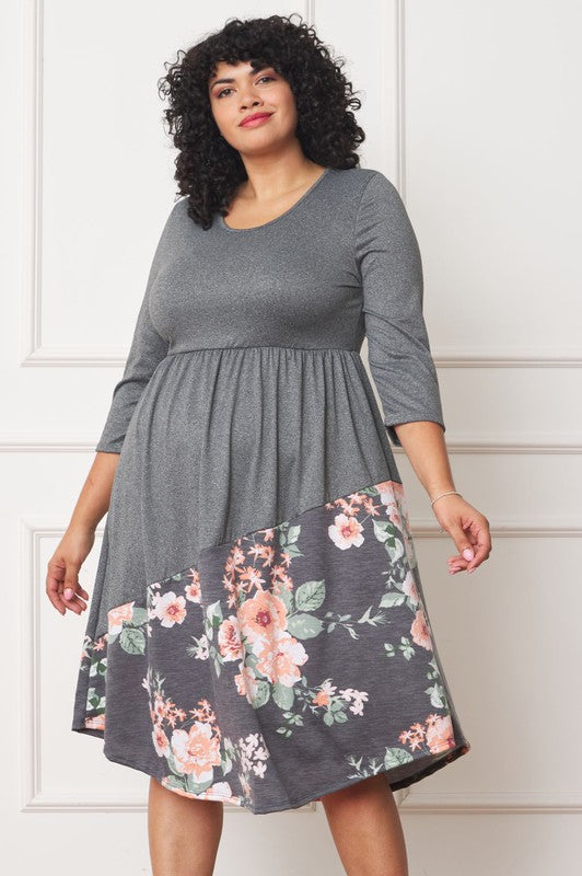 EG fashion Plus Asymmetrical Accent Midi Dress