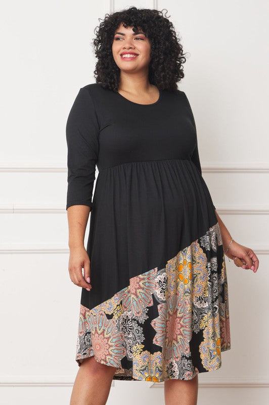 EG fashion Plus Asymmetrical Accent Midi Dress