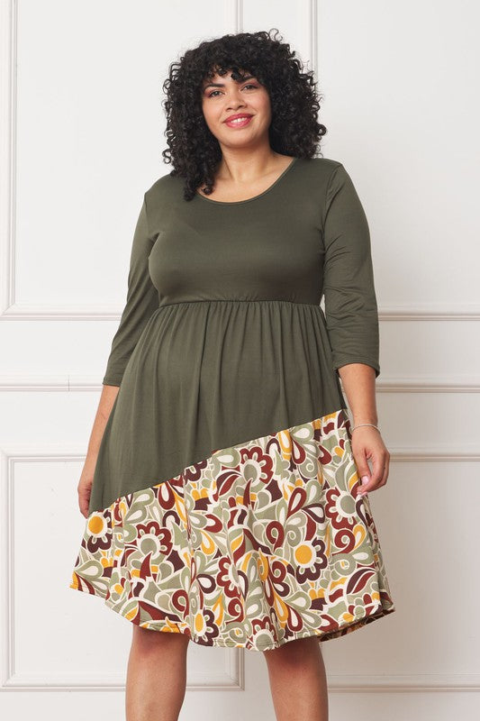 EG fashion Plus Asymmetrical Accent Midi Dress