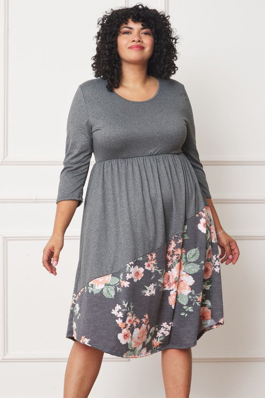EG fashion Plus Asymmetrical Accent Midi Dress