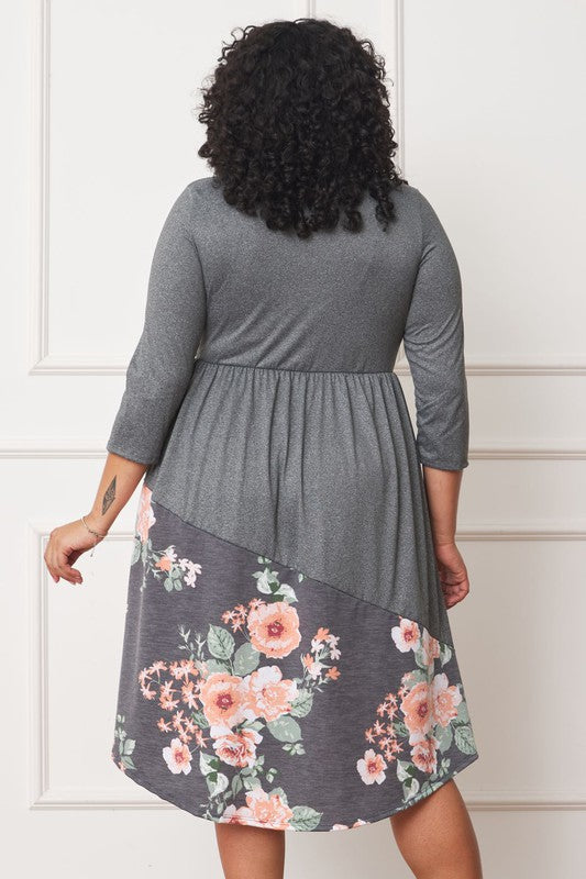 EG fashion Plus Asymmetrical Accent Midi Dress