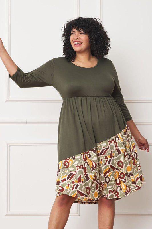 EG fashion Plus Asymmetrical Accent Midi Dress