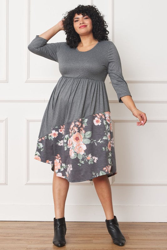 EG fashion Plus Asymmetrical Accent Midi Dress