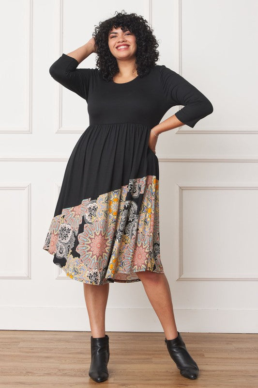 EG fashion Plus Asymmetrical Accent Midi Dress