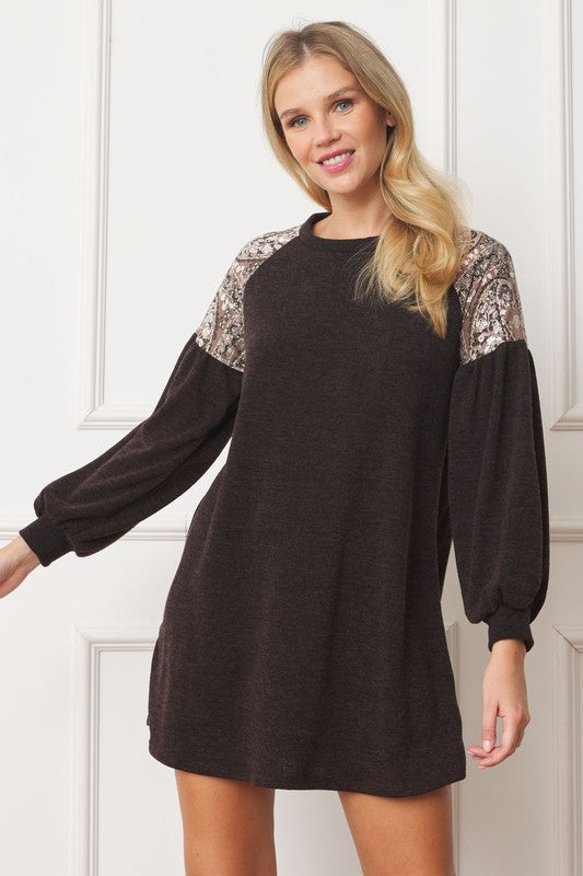 EG Fashion Plus Paisley Shoulder Accent Tunic Dress