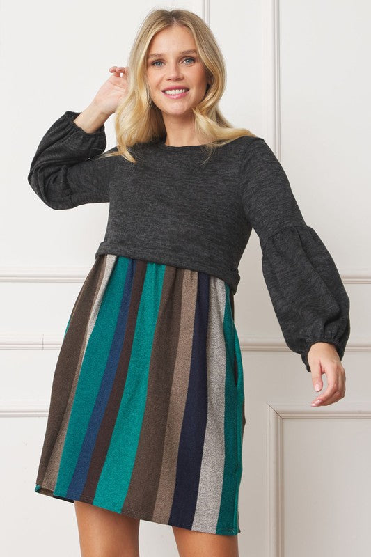 EG fashion Plus Balloon Sleeve Pullover Dress