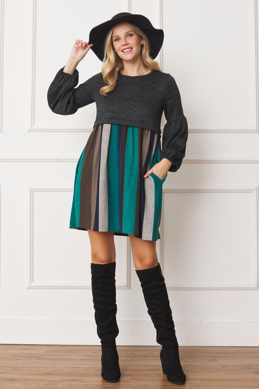 EG fashion Balloon Sleeve Pullover Dress