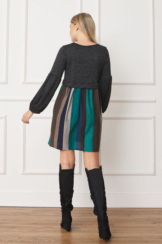 EG fashion Balloon Sleeve Pullover Dress