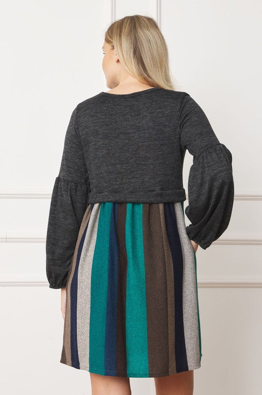 EG fashion Balloon Sleeve Pullover Dress