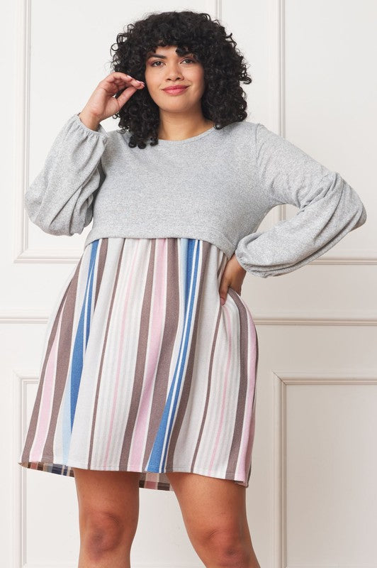 EG fashion Balloon Sleeve Pullover Dress