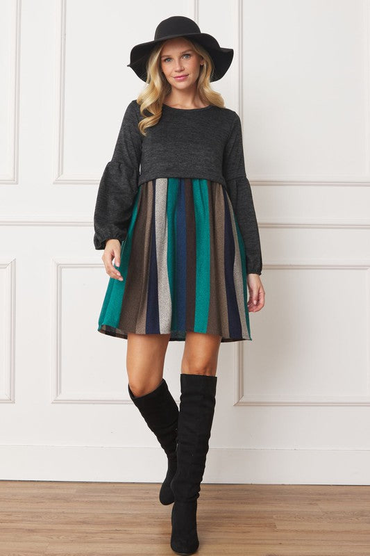 EG fashion Balloon Sleeve Pullover Dress