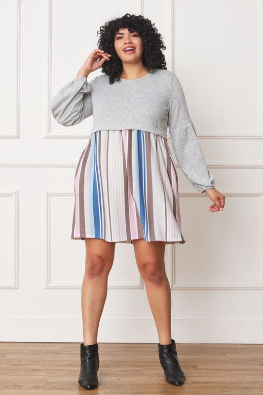 EG fashion Plus Balloon Sleeve Pullover Dress