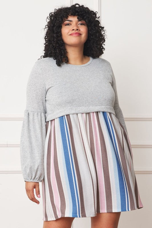 EG fashion Plus Balloon Sleeve Pullover Dress
