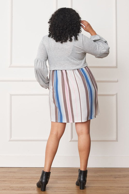 EG fashion Plus Balloon Sleeve Pullover Dress