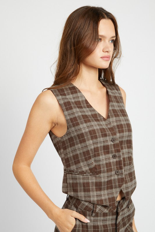 Emory Park Plaid Button Up Vest