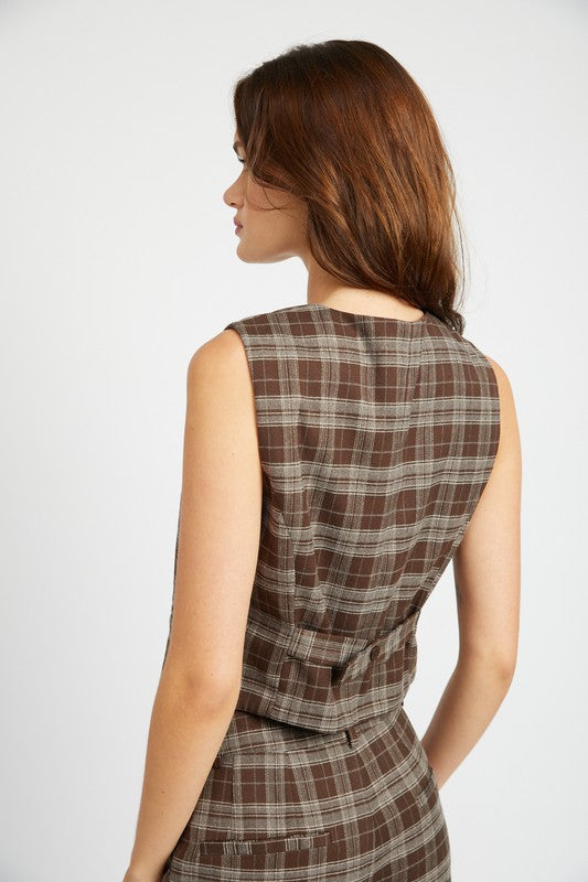 Emory Park Plaid Button Up Vest
