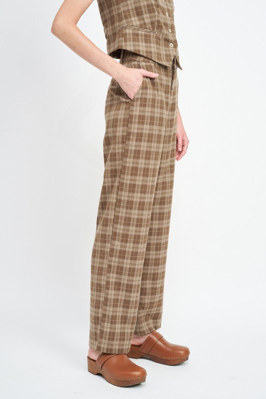Emory Park Plaid High Waist Trousers