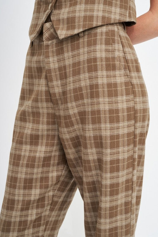 Emory Park Plaid High Waist Trousers