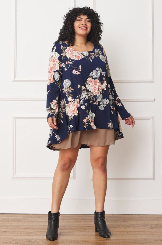EG fashion Floral Chiffon Layered Mini Dress