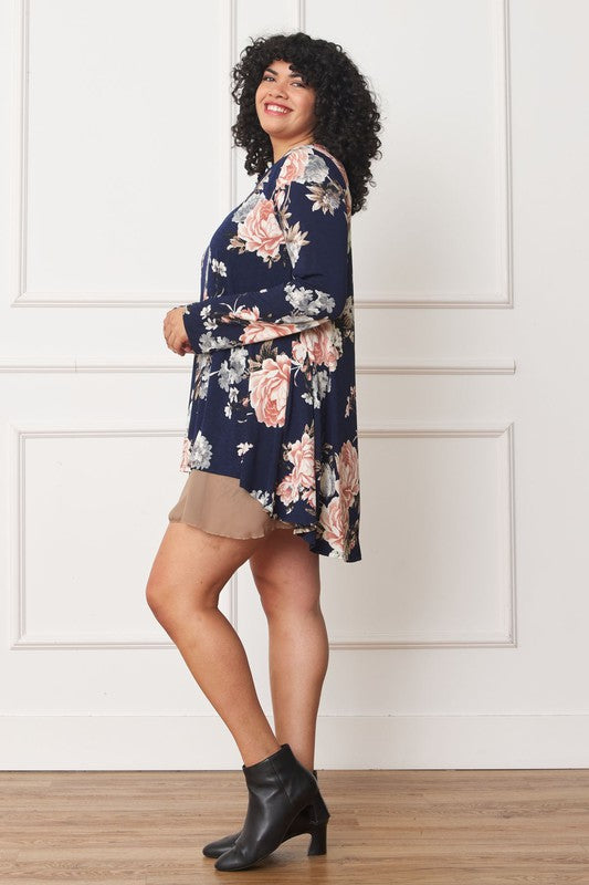 EG fashion Floral Chiffon Layered Mini Dress