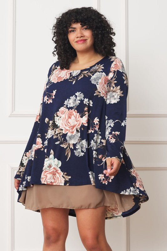 EG fashion Floral Chiffon Layered Mini Dress