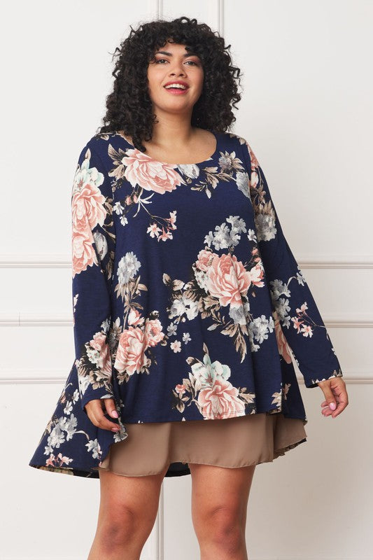 EG fashion Floral Chiffon Layered Mini Dress