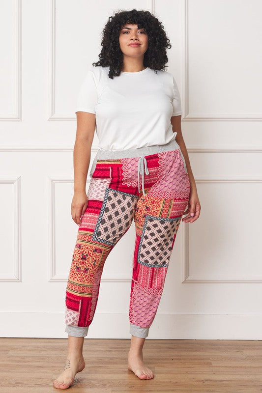 EG Fashion Plus Quilted Print Joggers