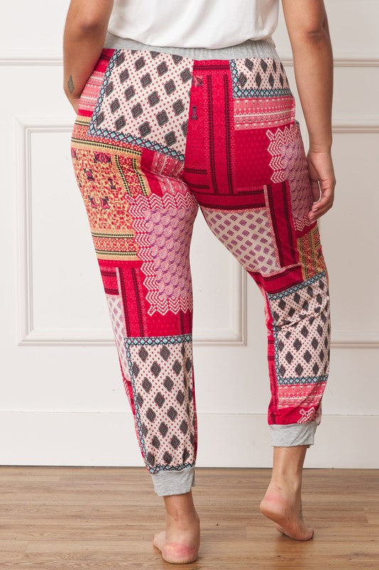 EG Fashion Plus Quilted Print Joggers