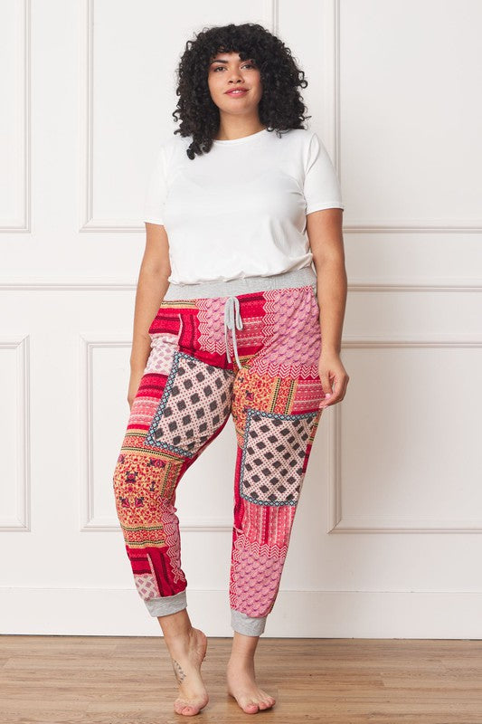 EG Fashion Plus Quilted Print Joggers