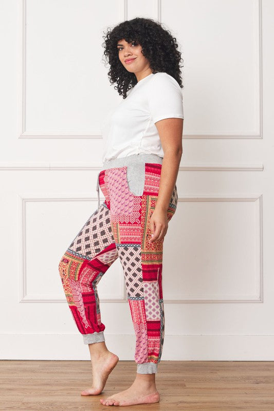 EG Fashion Plus Quilted Print Joggers