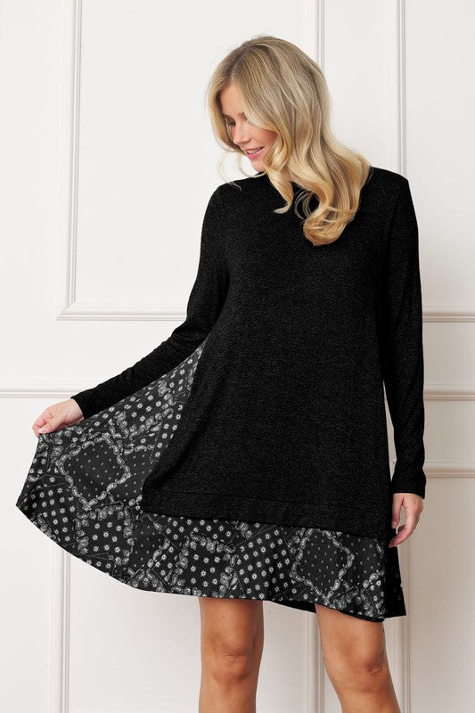 EG fashion Mock Layered Bandana Paisley Mini Dress