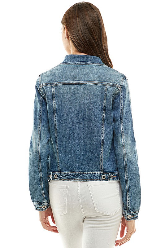 Blue Age Spandex  Ladies  Casual Denim Jacket