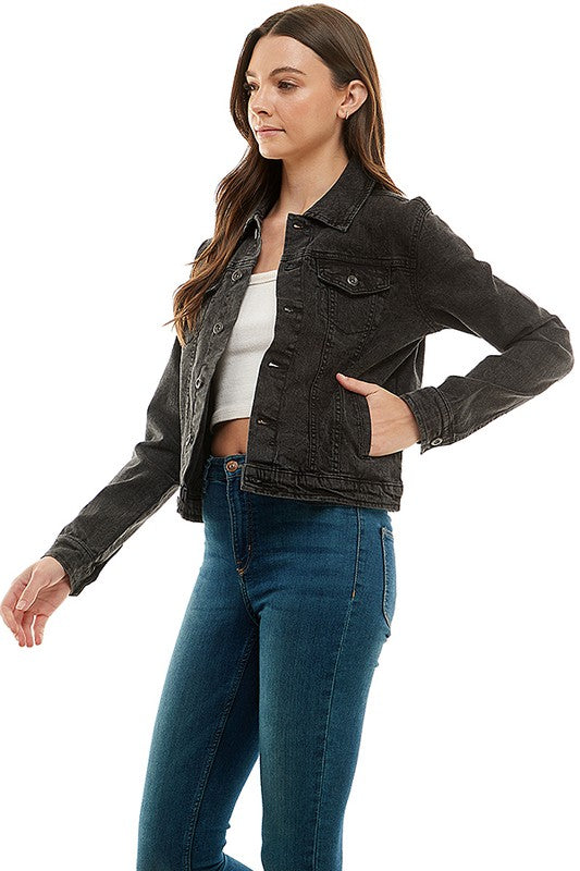 Blue Age Spandex  Ladies  Casual Denim Jacket