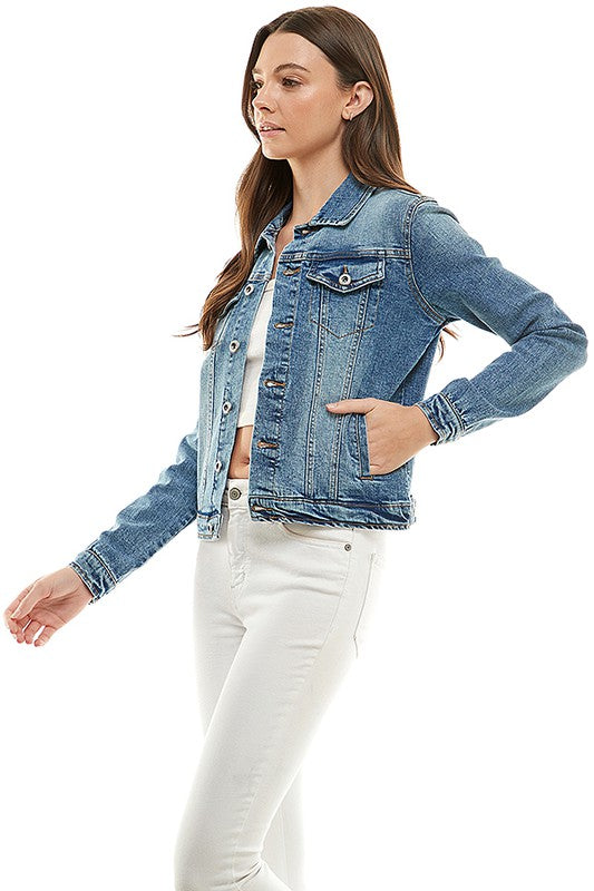 Blue Age Spandex  Ladies  Casual Denim Jacket