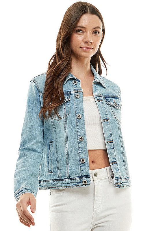 Blue Age Spandex  Ladies  Casual Denim Jacket