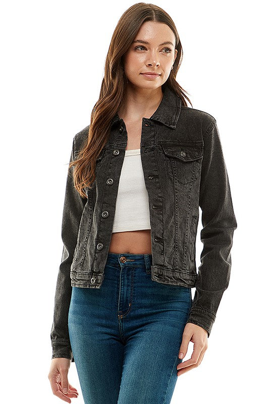 Blue Age Spandex  Ladies  Casual Denim Jacket