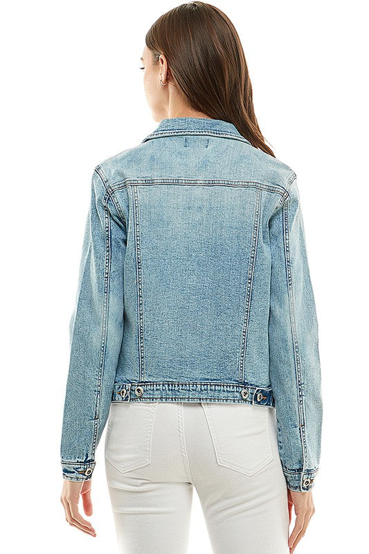 Blue Age Spandex  Ladies  Casual Denim Jacket