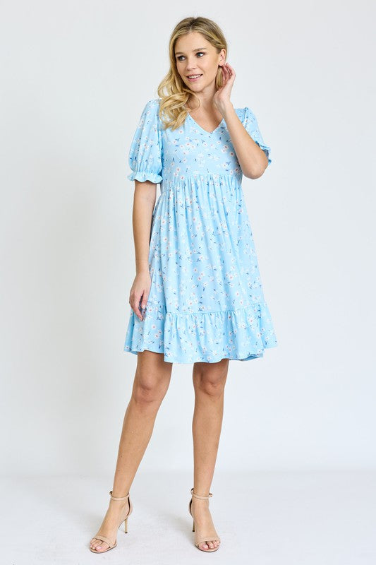 EG fashion Ruffle Floral V-Neck Midi Dress