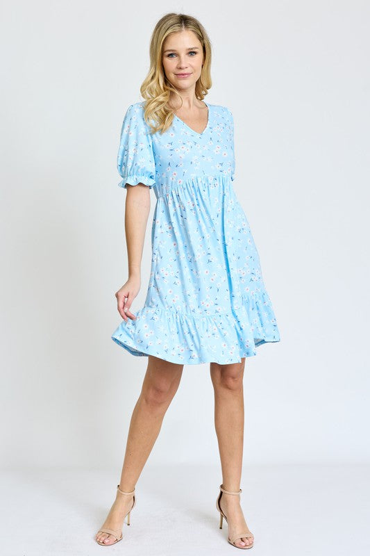 EG fashion Ruffle Floral V-Neck Midi Dress