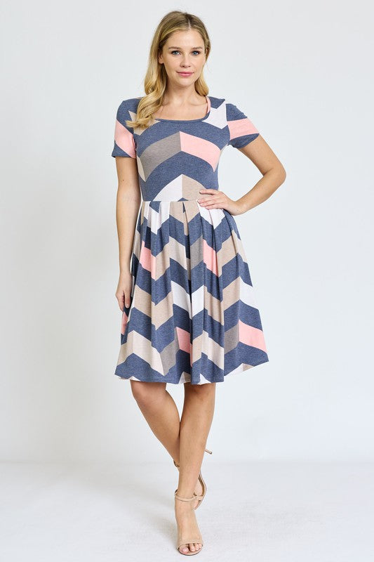 EG fashion Plus Chevron Pleated Midi Dress