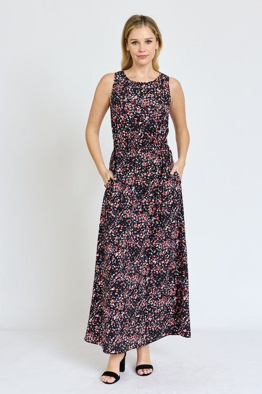 EG fashion Sleeveless Blouson Band Maxi Dress