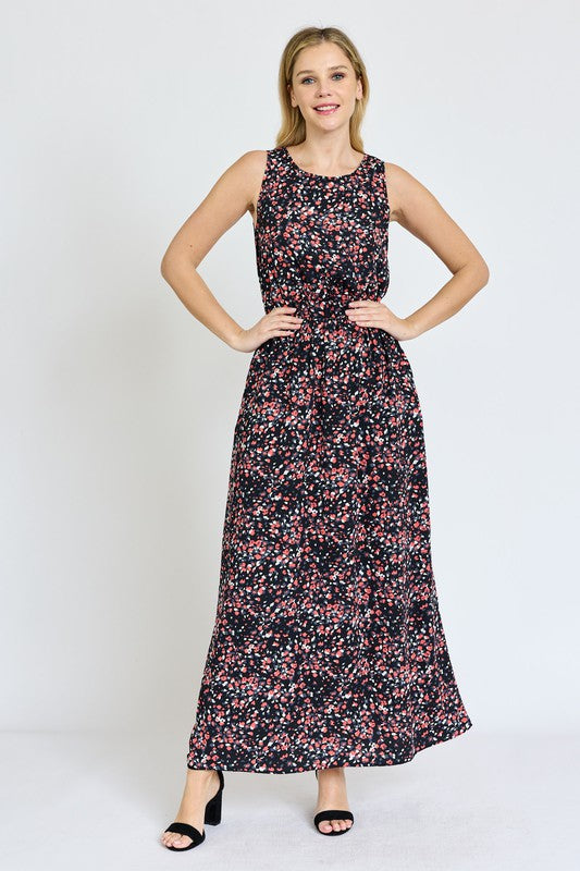 EG fashion Sleeveless Blouson Band Maxi Dress
