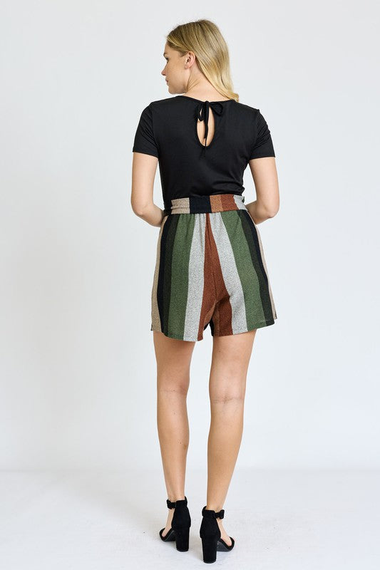 EG fashion Short Sleeve Sash Romper