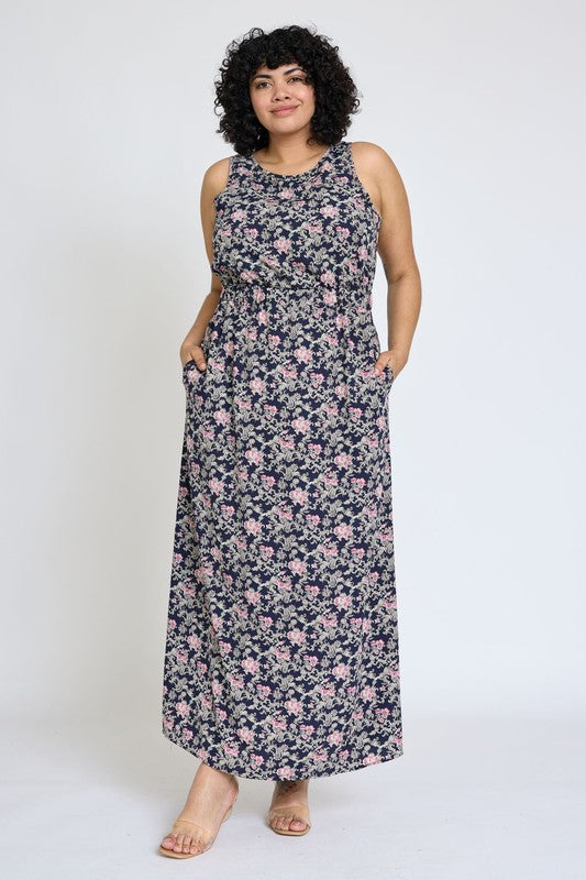 EG fashion Sleeveless Blouson Band Maxi Dress
